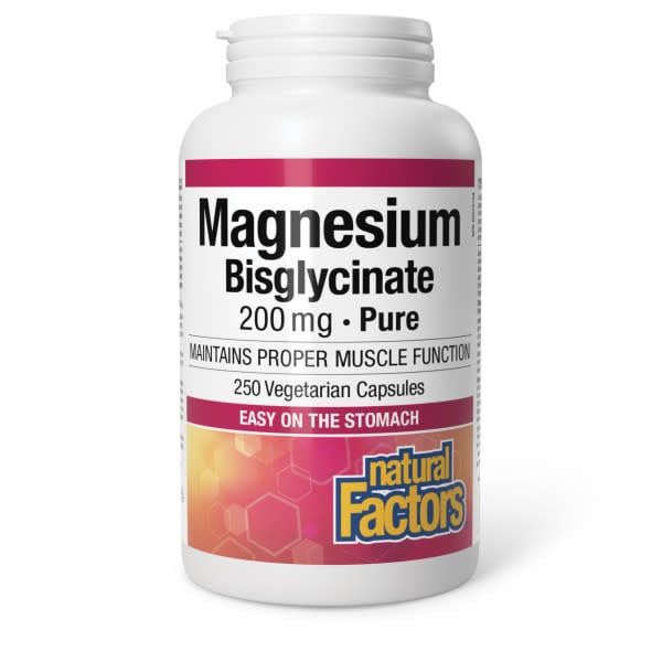 NATURAL FACTORS MAGNESIUM BISGLYCINATE PURE 200MG 250 VCAPS