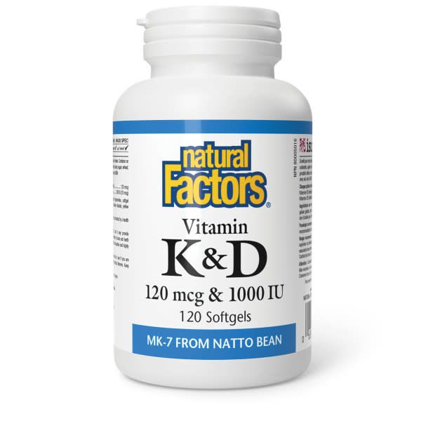 NATURAL FACTORS VITAMIN K2 &amp; D3 120 SOFTGELS
