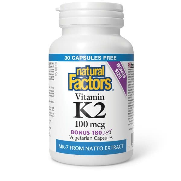 NATURAL FACTORS VITAMIN K2 100MCG 180 VEGICAPS (BONUS BOTTLE)