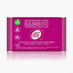 GENIAL DAY UNSCENTED BAMBOO WET WIPES 10CT