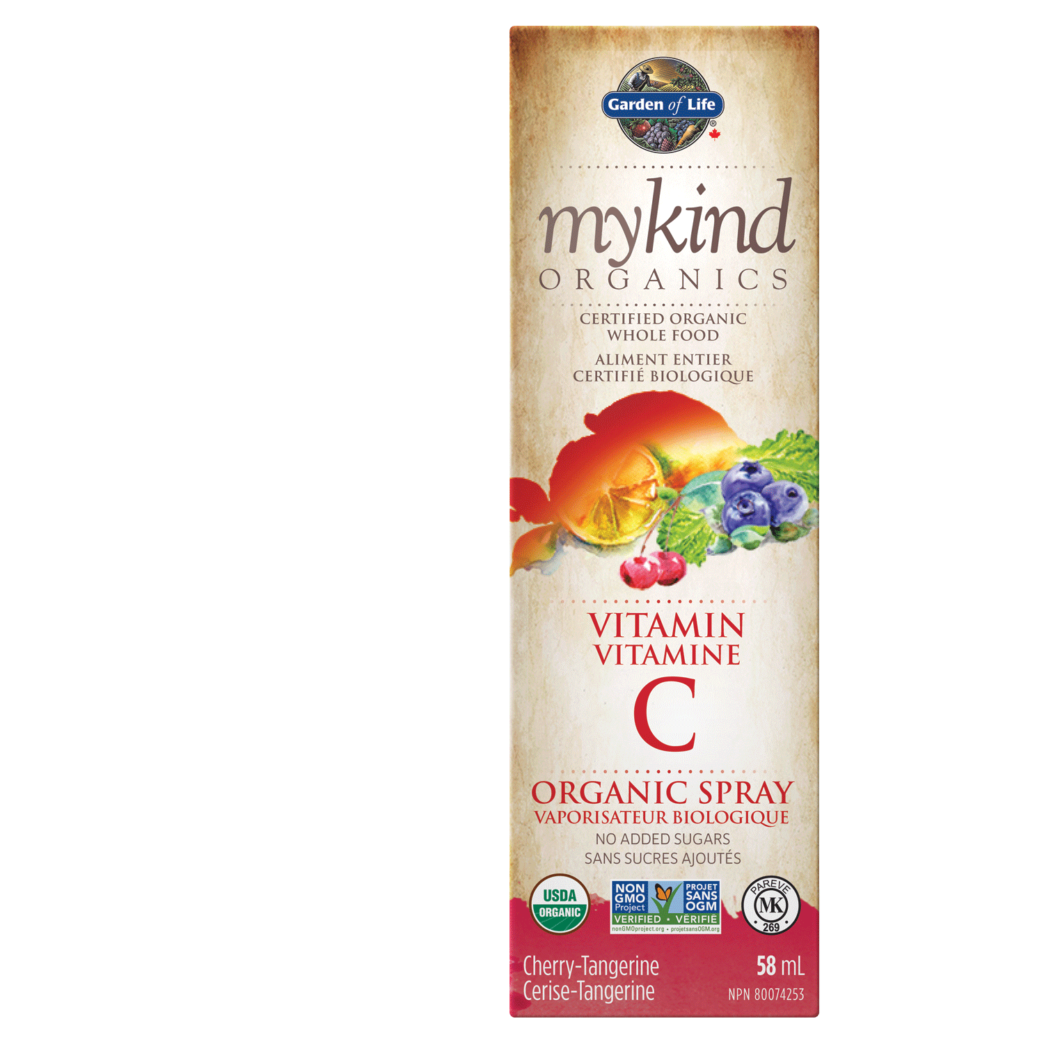 GARDEN OF LIFE MYKIND ORGANICS VITAMIN C ORGANIC SPRAY CHERRY TANGERINE 50ML