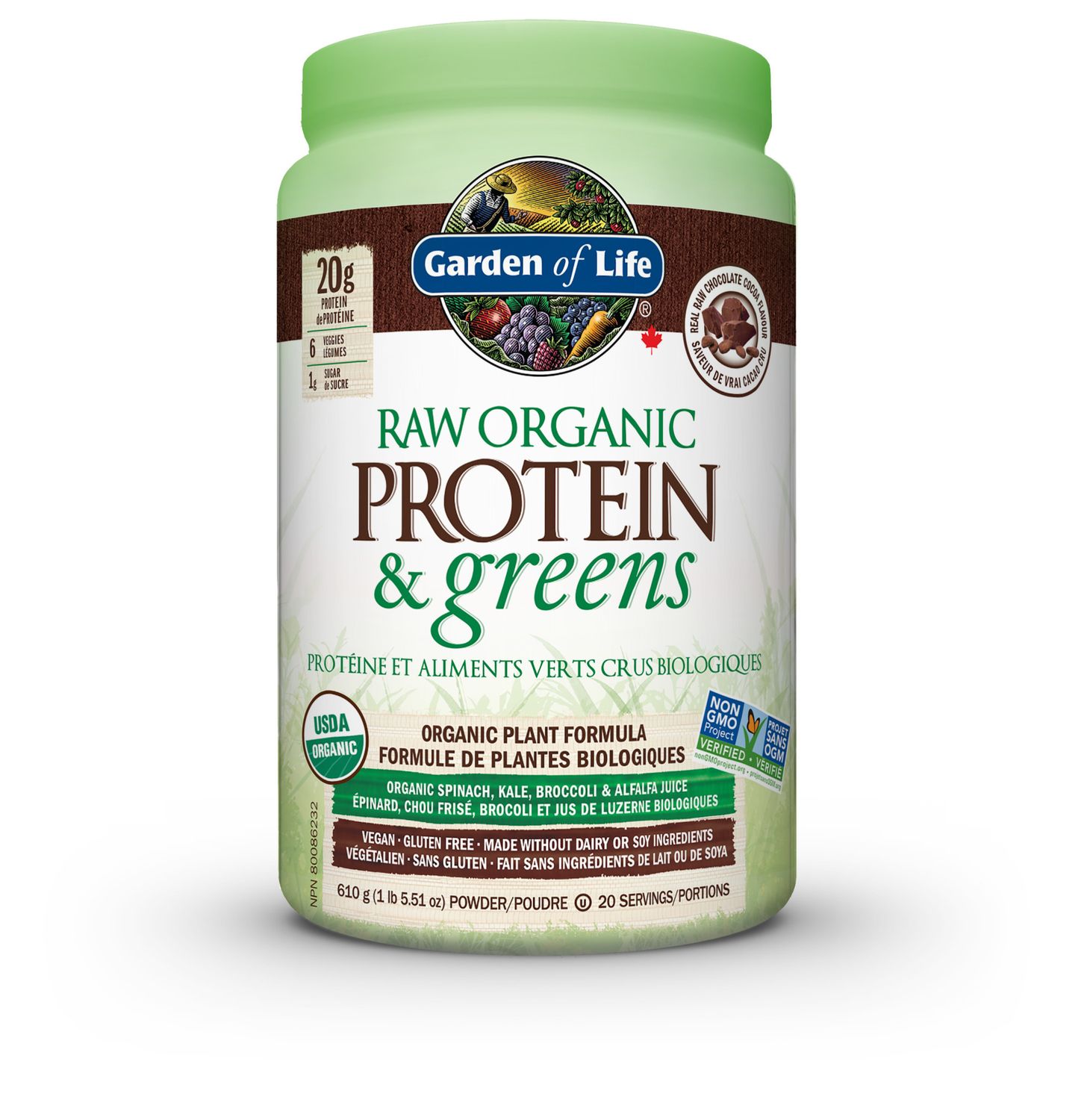 GARDEN OF LIFE RAW ORGANIC PROTEIN &amp; GREENS CHOCOLATE 610g