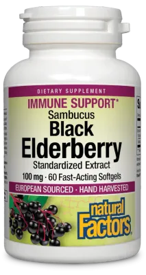 NATURAL FACTORS BLACK ELDERBERRY STANDARDIZED EXTRACT 100MG 60 SOFTGELS