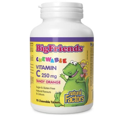 NATURAL FACTORS BIG FRIENDS CHEWABLE VITAMIN C TANGY ORANGE 250MG 90 TABS