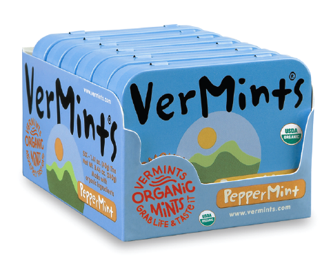 VERMINTS ORGANIC MINTS PEPPERMINT MINTS  40G