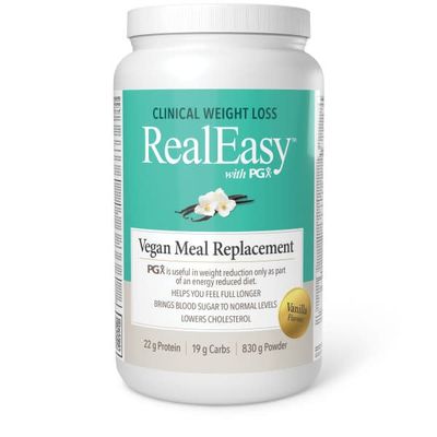 NATURAL FACTORS REAL EASY WITH PGX VEGAN MEAL REPLACEMENT VANILLA 830G