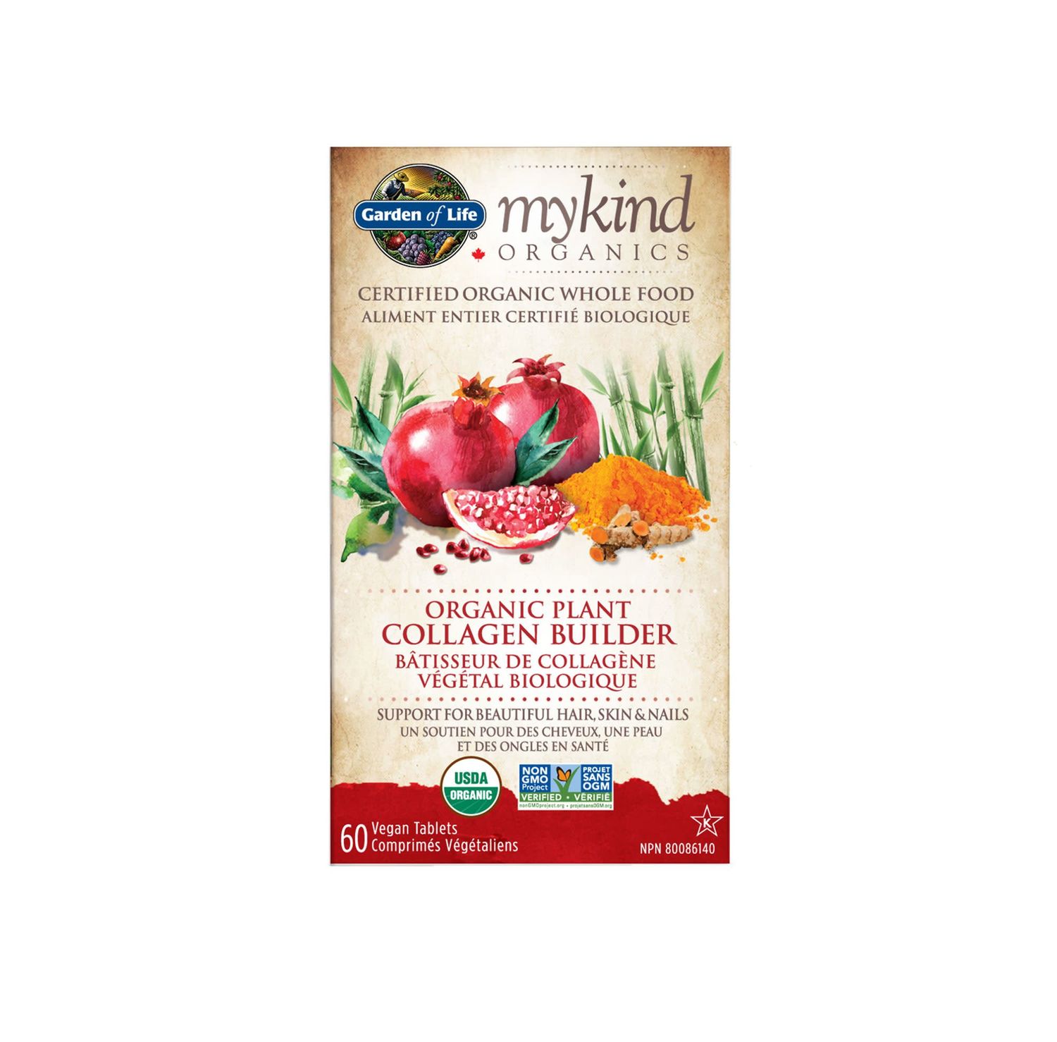 GARDEN OF LIFE MYKIND ORGANICS PLANT COLLAGEN BUILDER 60VT