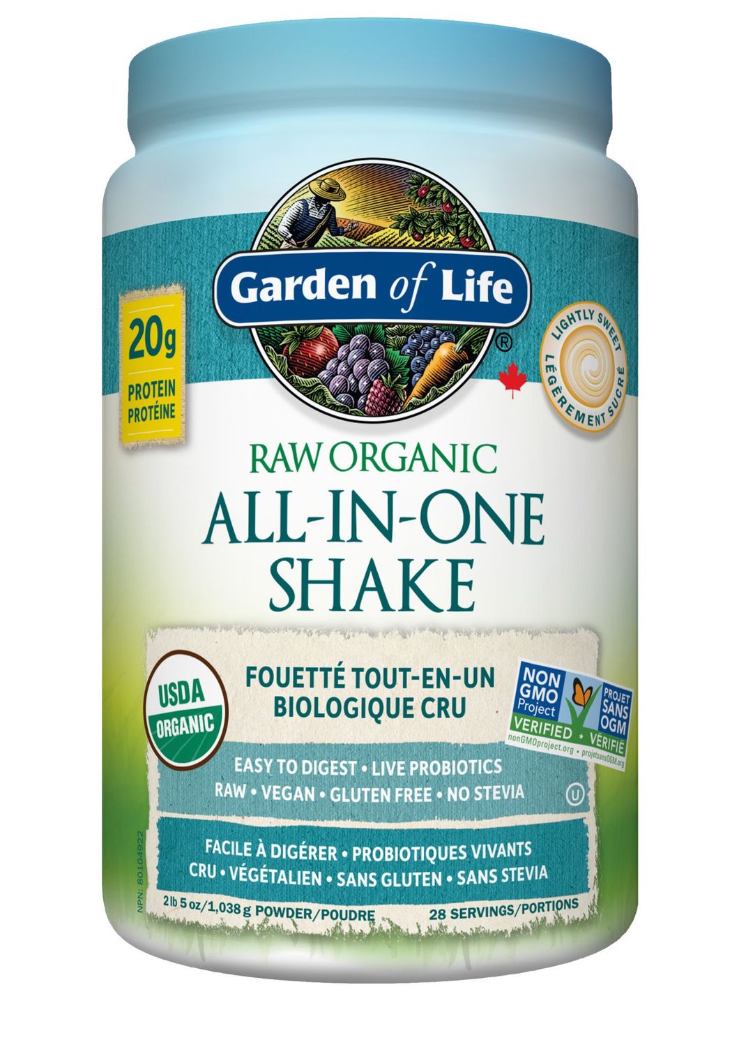 GARDEN OF LIFE ALL IN ONE SHAKE LIGHTLY SWEET 1038G