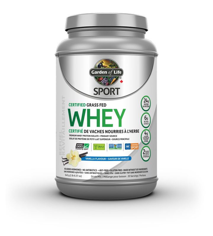 GARDEN OF LIFE SPORT CERTIFIED GRASS FED WHEY VANILLA 652G