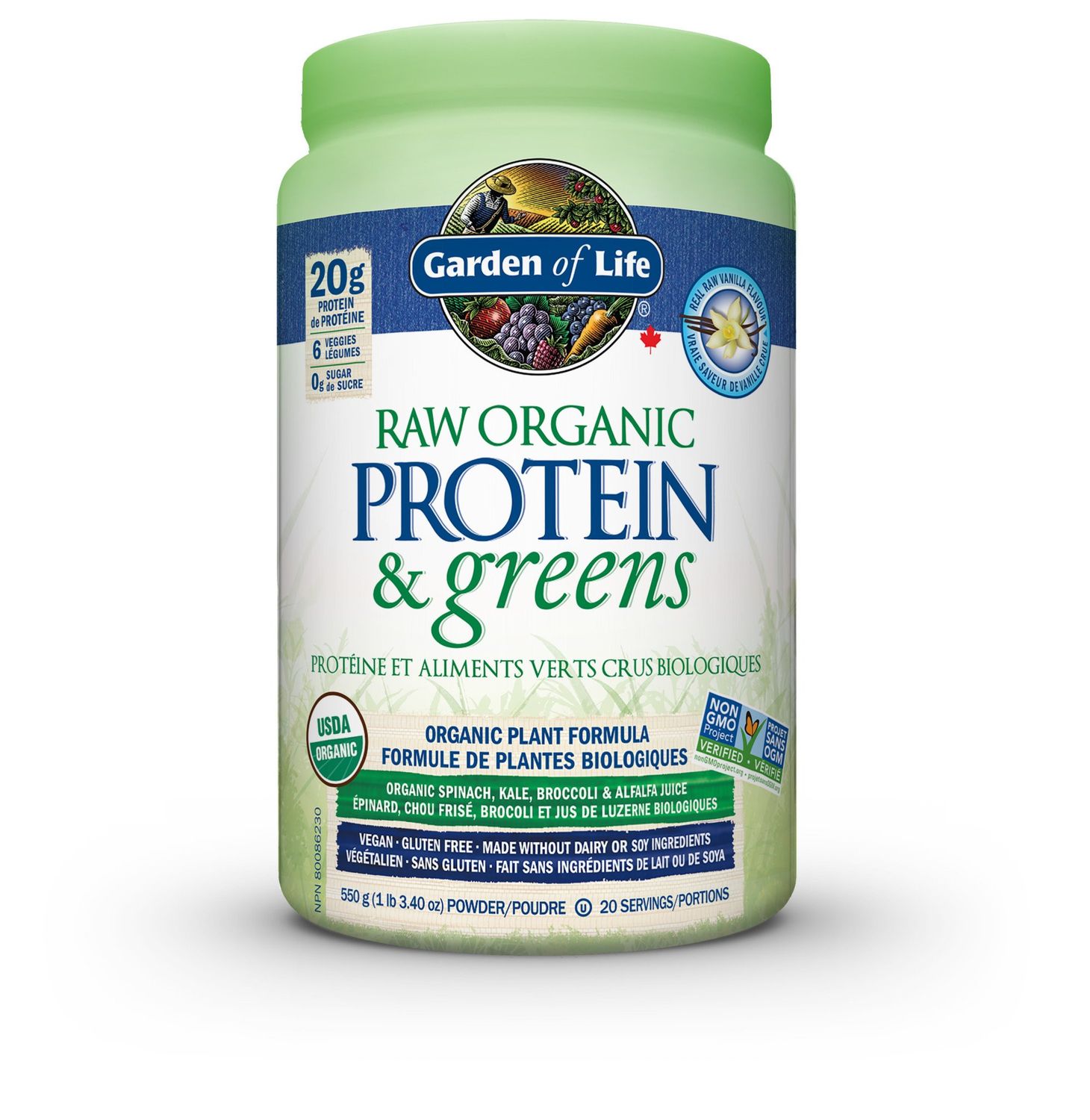 GARDEN OF LIFE RAW ORGANIC PROTEIN &amp; GREENS VANILLA 550G