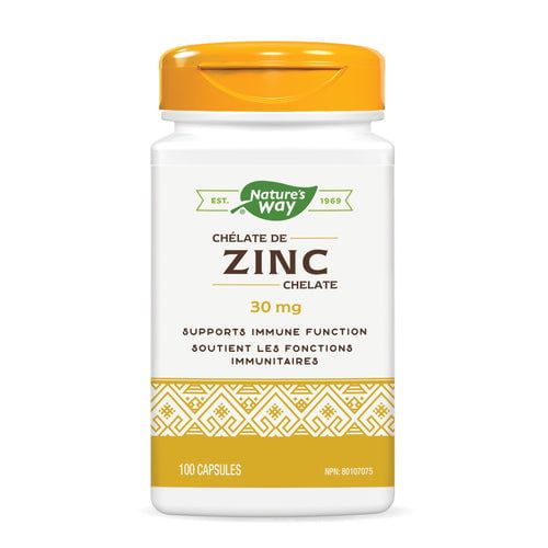 NATURE'S WAY ZINC CHELATE 30 MG (ZINC BISGLYCINATE) 100 CAPS