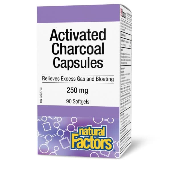 NATURAL FACTORS ACTIVATED CHARCOAL CAPSULES 250MG 90SGELS