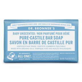 DR BRONNER'S BABY UNSCENTED PURE CASTILE BAR SOAP