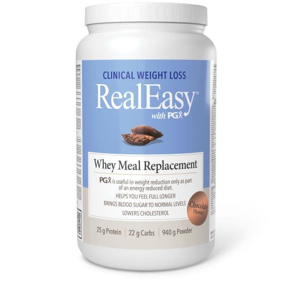 NATURAL FACTORS REAL EASY WITH PGX WHEY MEAL REPLACEMENT CHOCOLATE 940G