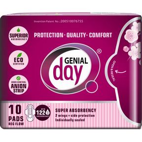 GENIAL DAY REGULAR FLOW PADS 10CT