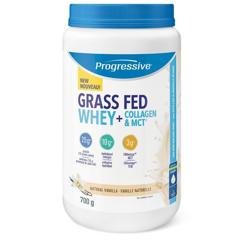 PROGRESSIVE GRASS FED WHEY + COLLAGEN &amp; MCT - VANILLA 700G
