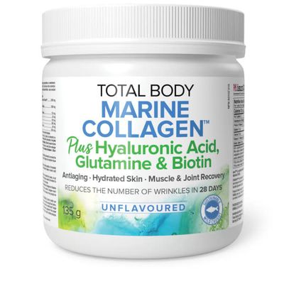 NATURAL FACTORS TOTAL BODY MARINE COLLAGEN WITH HYALURONIC ACID GLUTAMINE AND BIOTIN UNFLAV 135G POWDER NATURAL FACTORS TOTAL BODY MARINE COLLAGEN WITH HYALURONIC ACID GLUTAMINE AND BIOTIN UNFLAV 135G POWDER