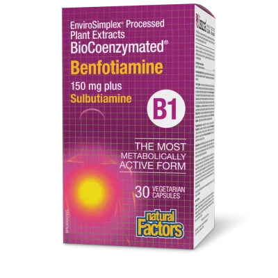 NATURAL FACTORS BIOCOEN BENFOTIAMINE B1 150MG +THIAMINE 30VCAPS
