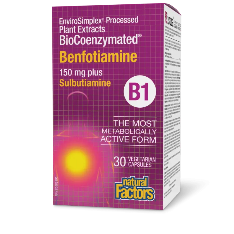 NATURAL FACTORS BIOCOEN BENFOTIAMINE B1 150MG +THIAMINE 30VCAPS