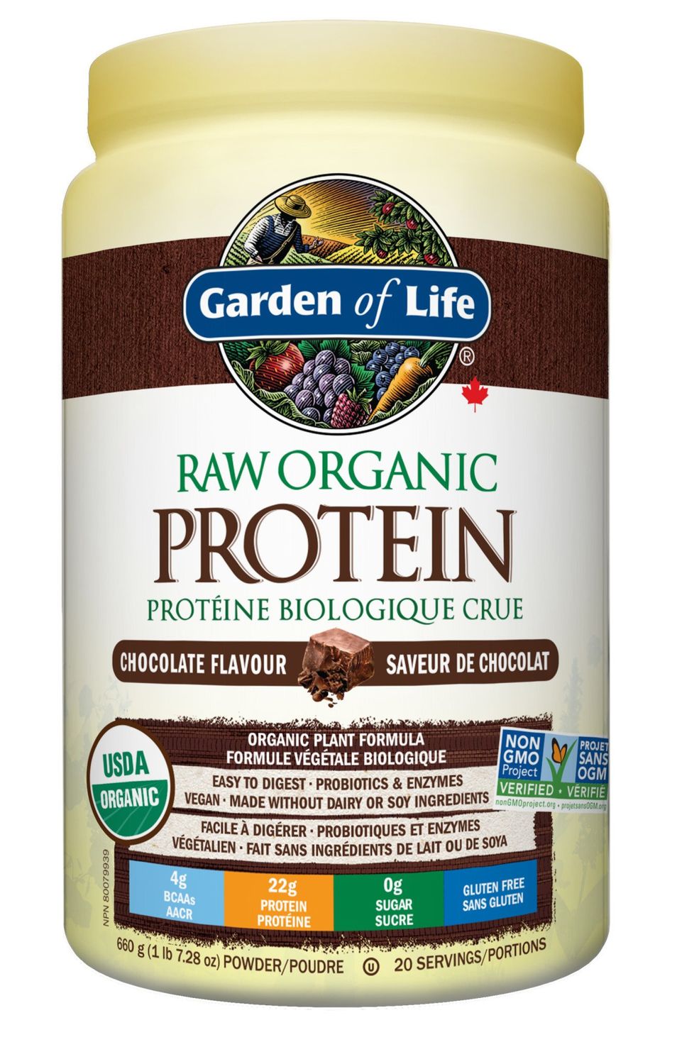 GARDEN OF LIFE RAW ORGANIC PROTEIN CHOCOLATE 660G