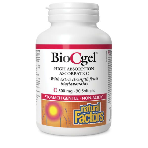 NATURAL FACTORS BIOCGEL 500MG High Absorption Ascorbate C 90 SGELS