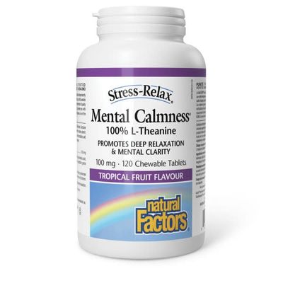 NATURAL FACTORS MENTAL CALM L-THEANINE 100MG 120 CHEWABLES