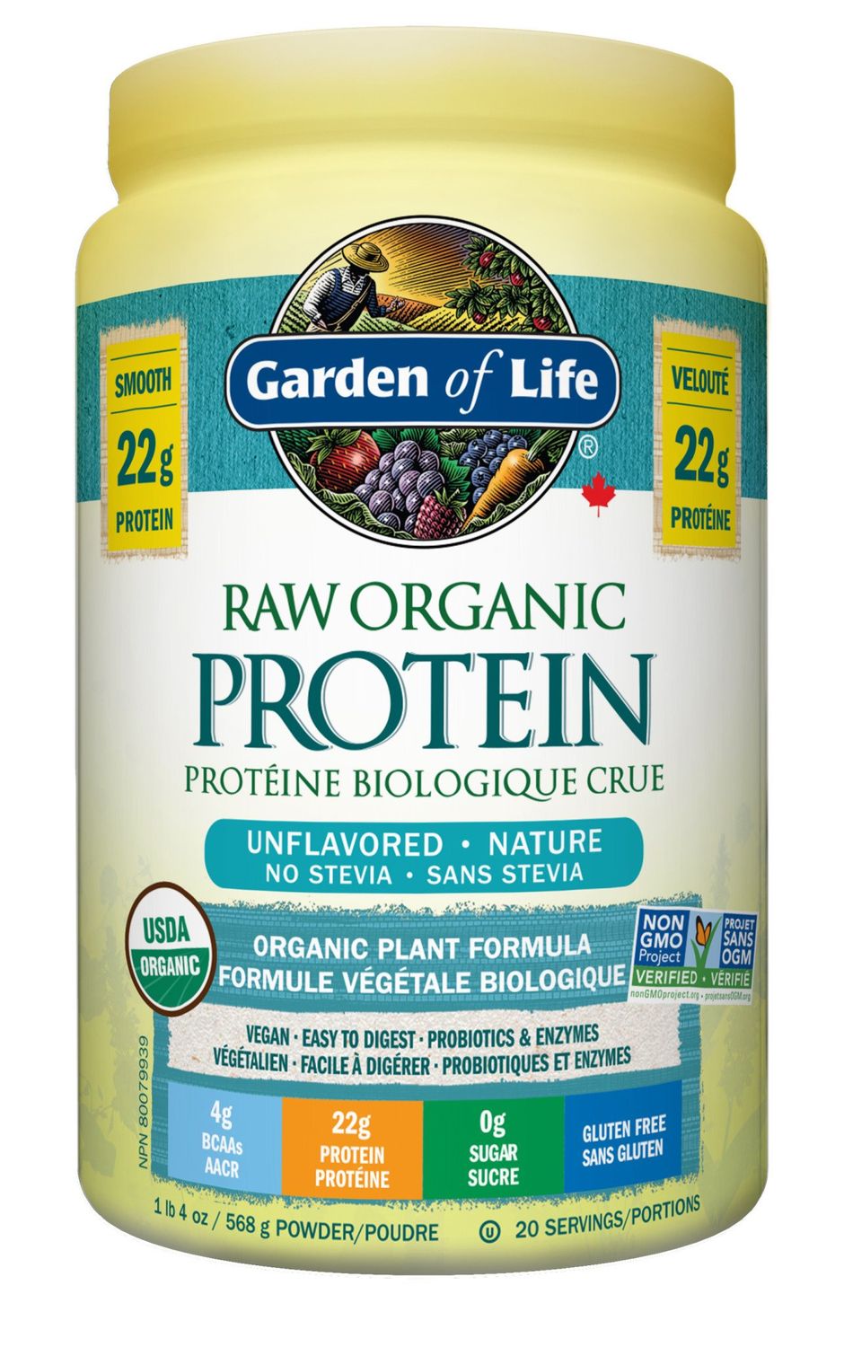 GARDEN OF LIFE RAW ORGANIC PROTEIN UNFLAVOURED 568G