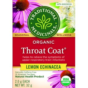 TRADITIONAL MEDICINALS THROAT COAT LEMON ECHINACEA 16 BAGS