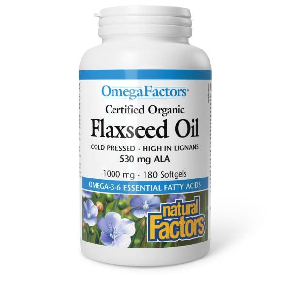 NATURAL FACTORS ORGANIC FLAXSEED OIL 1000MG 180 SOFTGELS