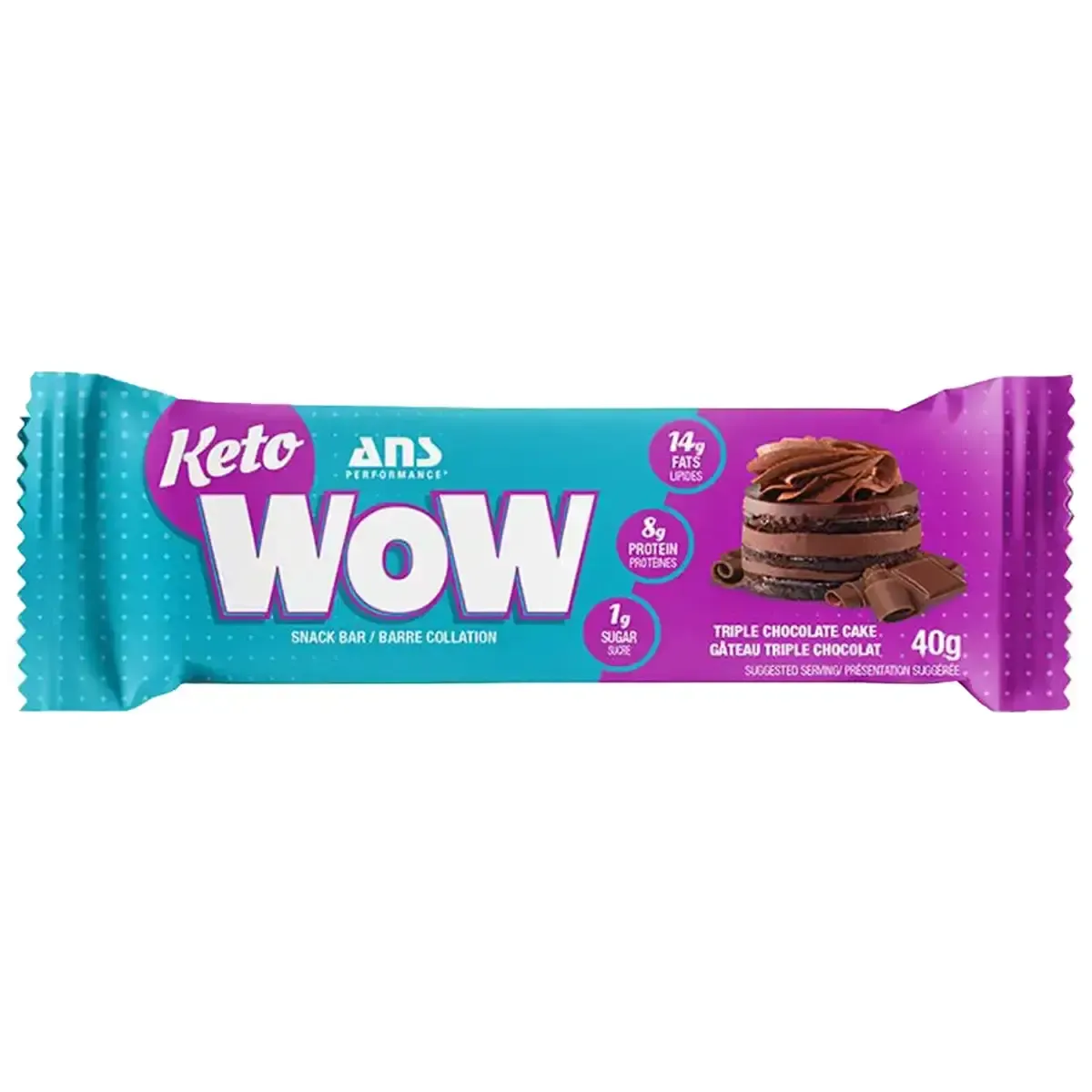 ANS KETO WOW TRIPLE CHOCOLATE CAKE BAR 40G