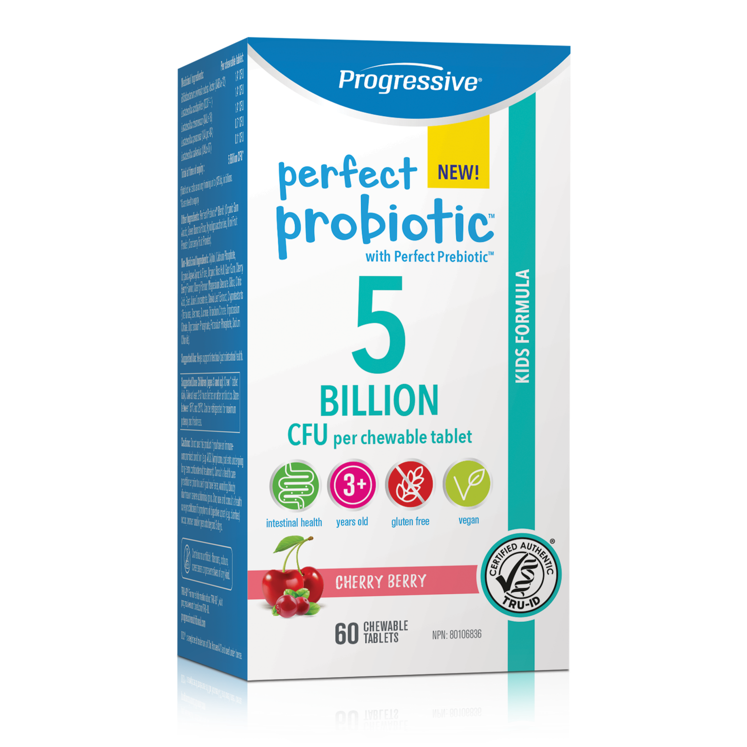 PROGRESSIVE PERFECT PROBIOTIC 5 BILLION CHEWABLE CHERRY BERRY 60'S