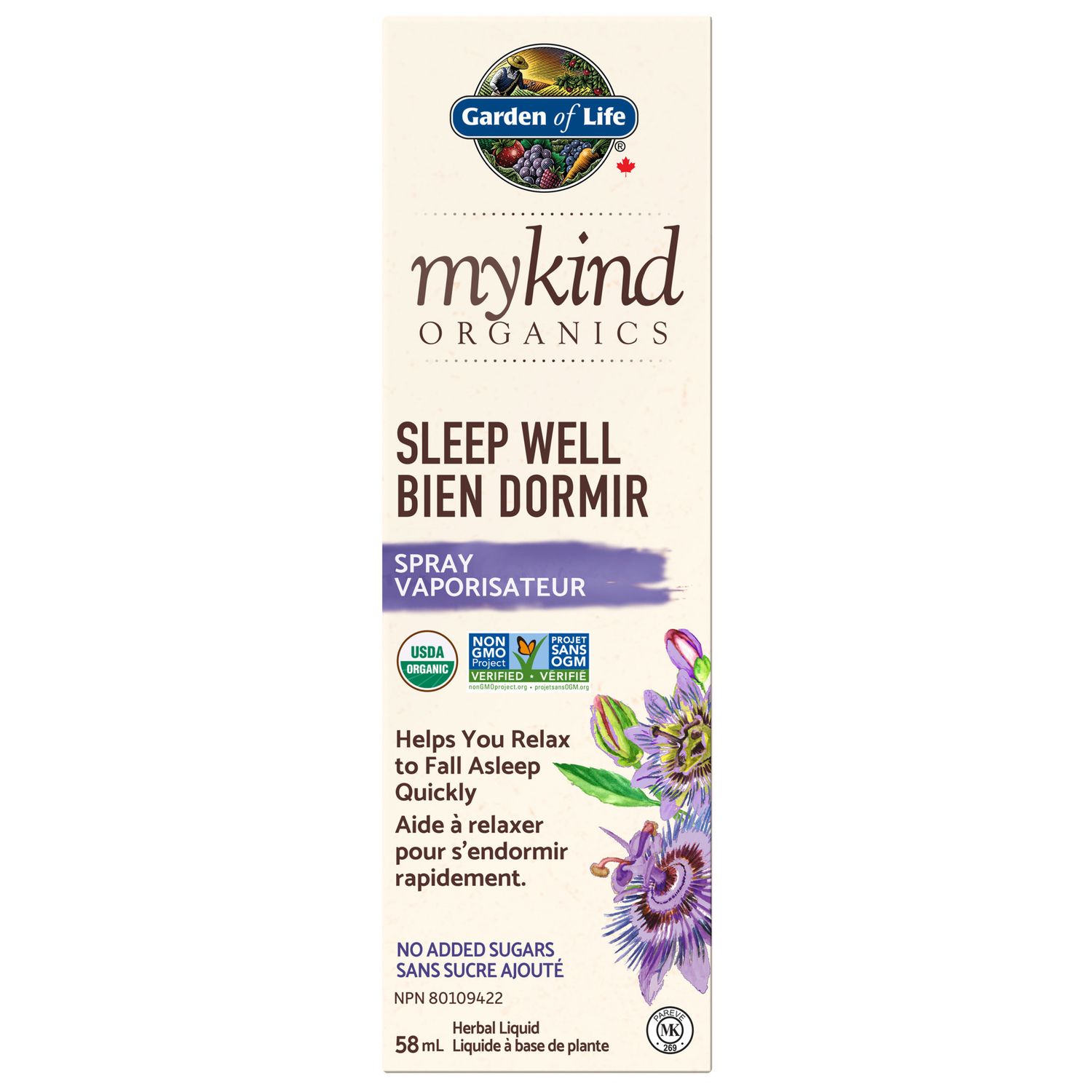 GARDEN OF LIFE MYKIND ORGANICS HERBALS SLEEP WELL SPRAY 58ML