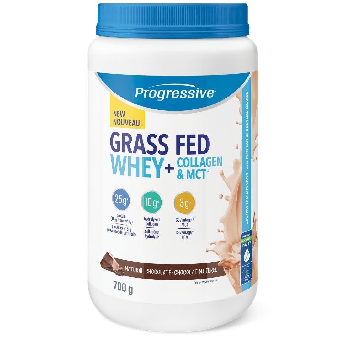 PROGRESSIVE GRASS FED WHEY + COLLAGEN &amp; MCT - CHOCOLATE 700G