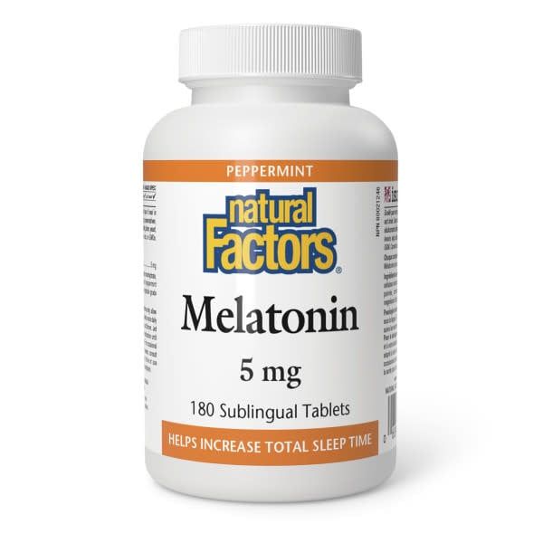NATURAL FACTORS MELATONIN 5MG 180 PEPPERMINT SUBLINGUAL TABS