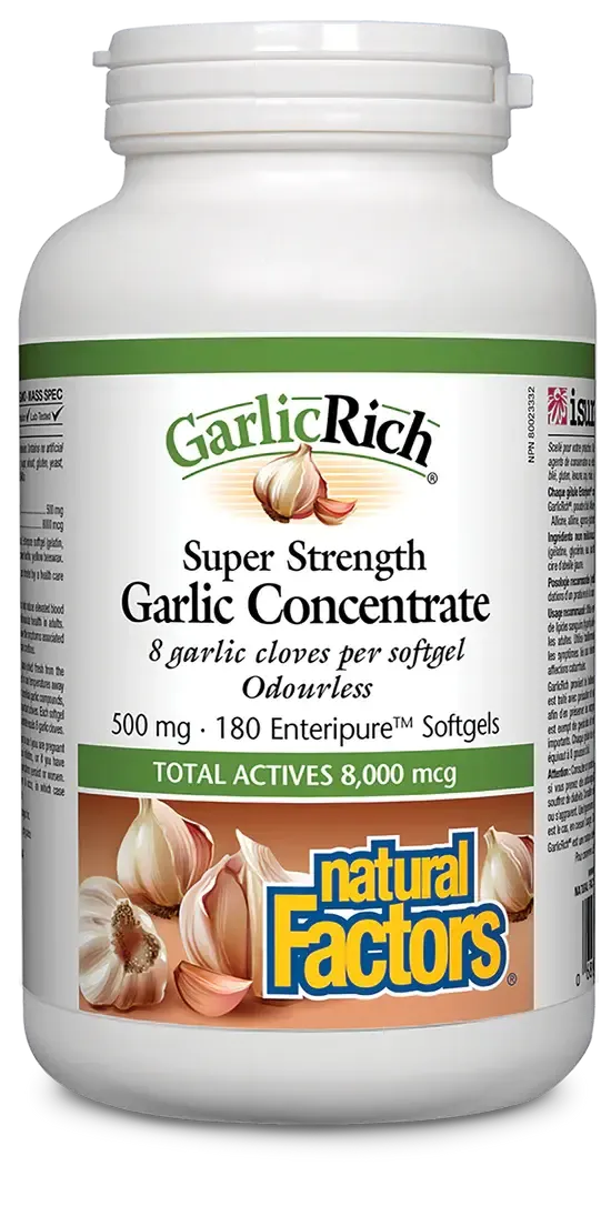 NATURAL FACTORS GARLICRICH SUPER STRENGTH GARLIC CONCENTRATE 500MG 180 SOFTGELS
