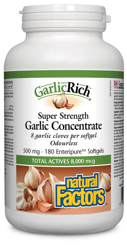 NATURAL FACTORS GARLICRICH SUPER STRENGTH GARLIC CONCENTRATE 500MG 180 SOFTGELS