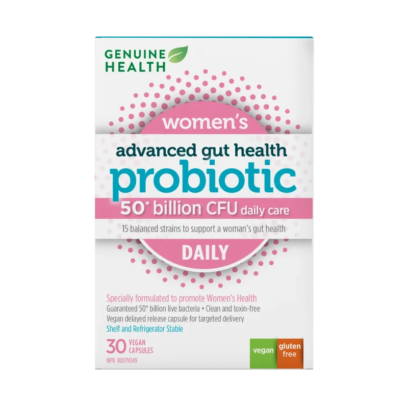 GENUINE HEALTH ADVANCED GUT HEALTH PROBIOTIC WOMEN'S DAILY 50 BILLION CFU 30 CAPS