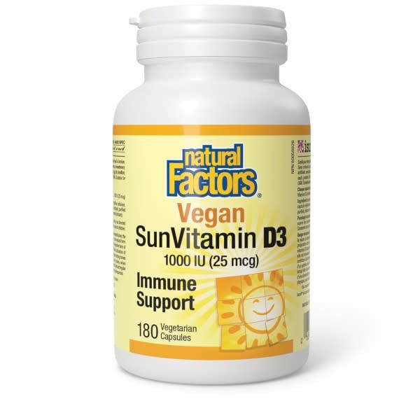 NATURAL FACTORS VEGAN VITAMIN D3 1000 IU 180 VEGICAPS