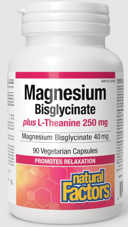NATURAL FACTORS Mg BISGLYC 40MG +L-THEANINE 250MG 90 VCAPS