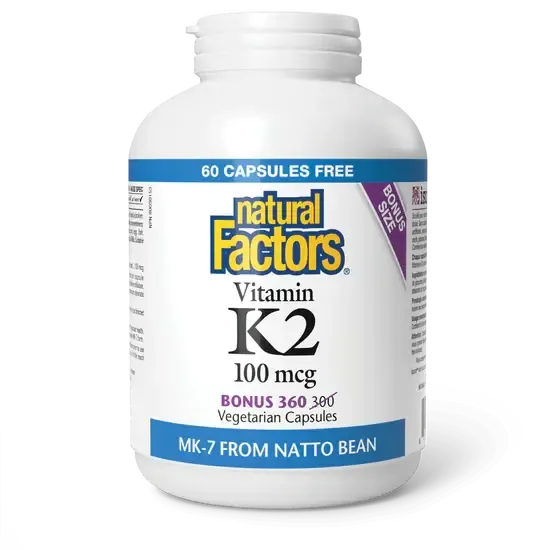 NATURAL FACTORS VITAMIN K2 100MCG 360 VEG CAPS (BONUS SIZE)