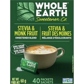 WHOLE EARTH SWEETENER STEVIA &amp; MONK FRUIT 60G (40 PK)