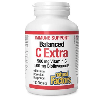 NATURAL FACTORS BALANCED C EXTRA 500MG VITAMIN C 500MG BIOFLAVONOIDS 180 TABS