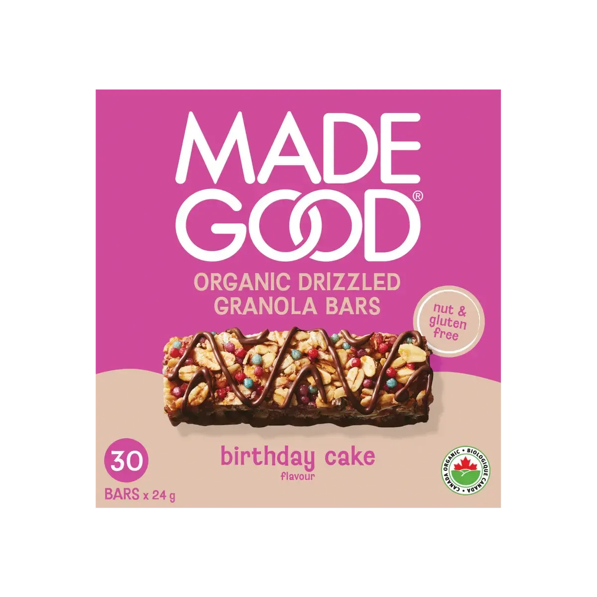 MADE GOOD ORGANIC DRIZZLED GRANOLA BAR -BIRTHDAY CAKE  (5 BARS/24G)