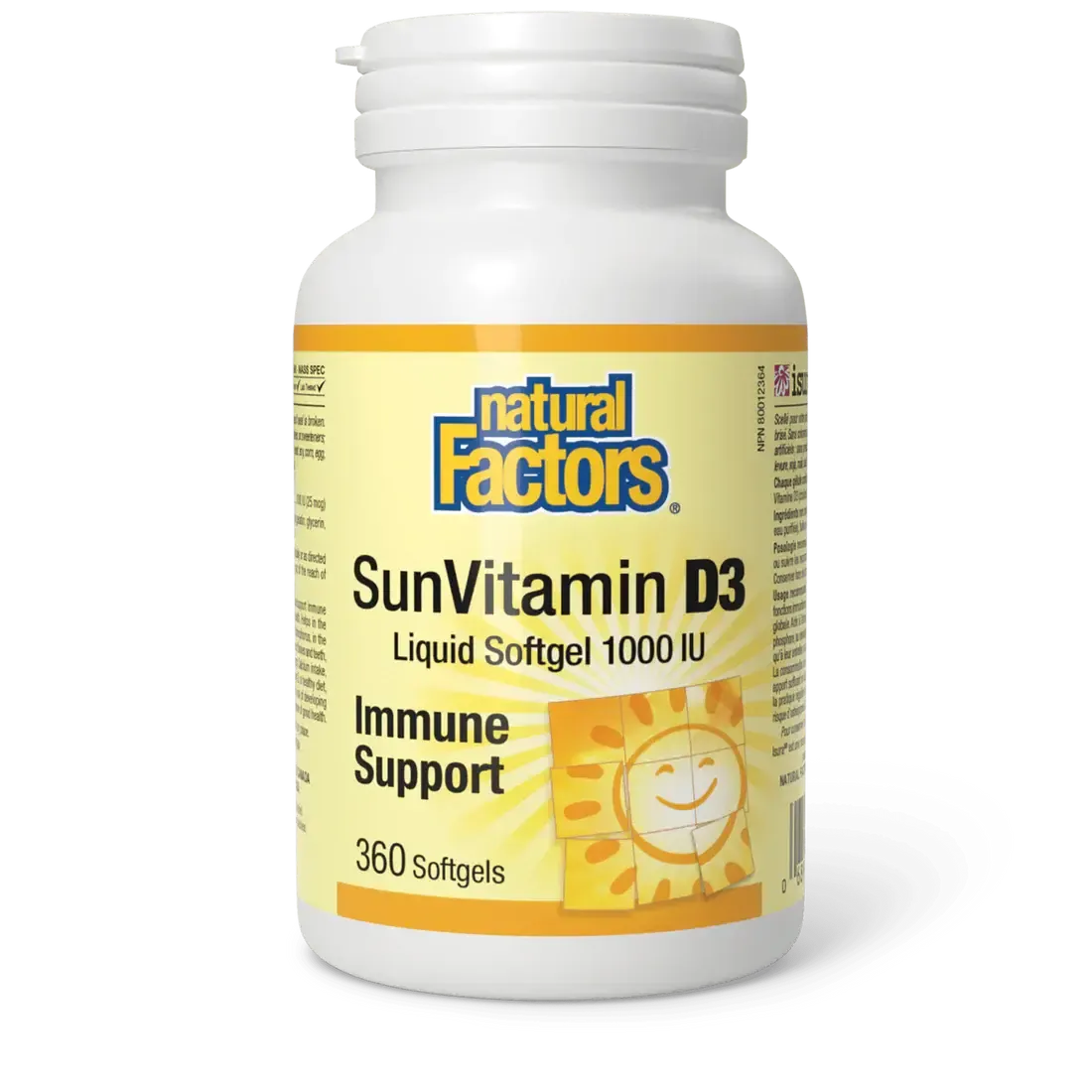 NATURAL FACTORS VITAMIN D3 1000IU 360 SOFTGELS