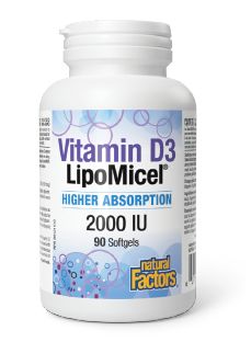 NATURAL FACTORS VITAMIN D3 LIPOMICEL 2000 IU 180 SGELS