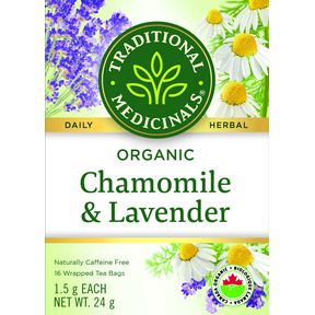 TRADITIONAL MEDICINALS ORGANIC CHAMOMILE &amp; LAVENDER TEA 16 BAGS