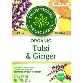 TRADITIONAL MEDICINALS ORGANIC TULSI &amp; GINGER 16 BAGS