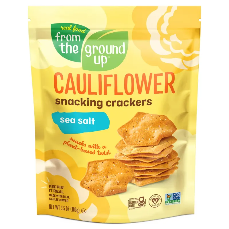 GROUND UP CAULIFLOWER CRACKERS - SEA SALT 3.5OZ