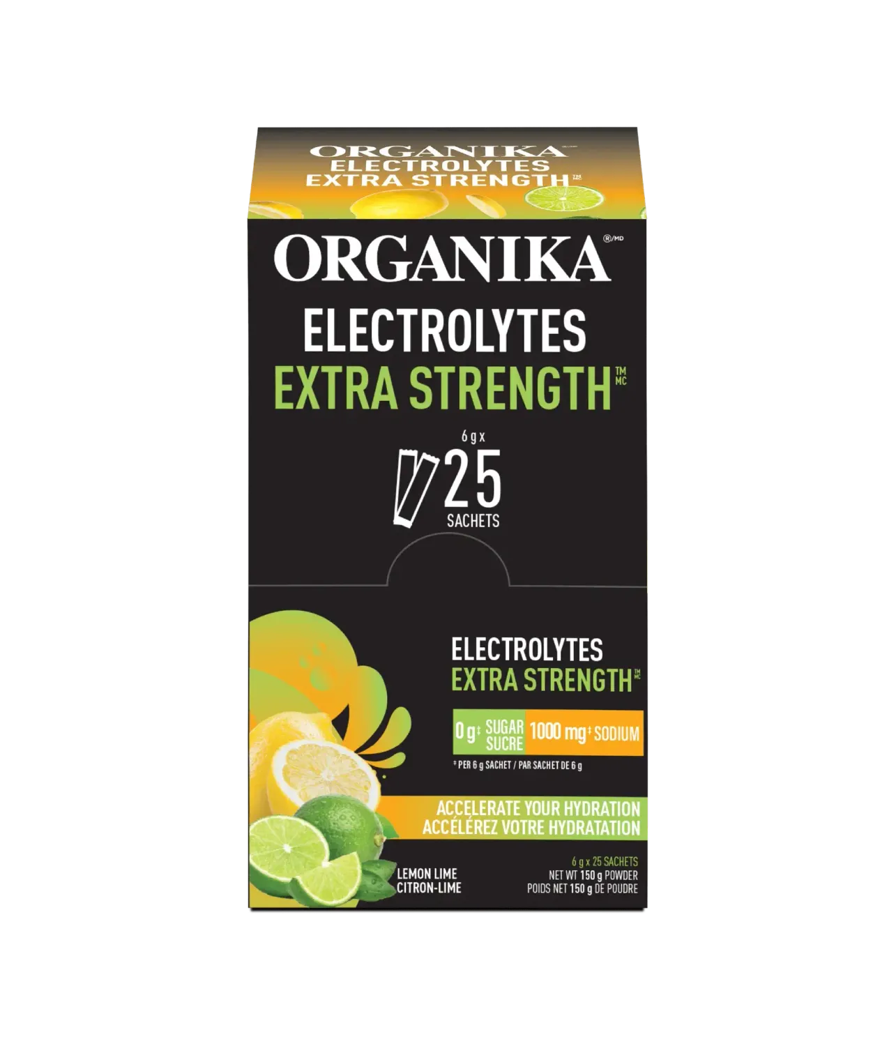 ORGANIKA ELECTROLYTES EXTRA STRENGTH - LEMON LIME 6G X 25