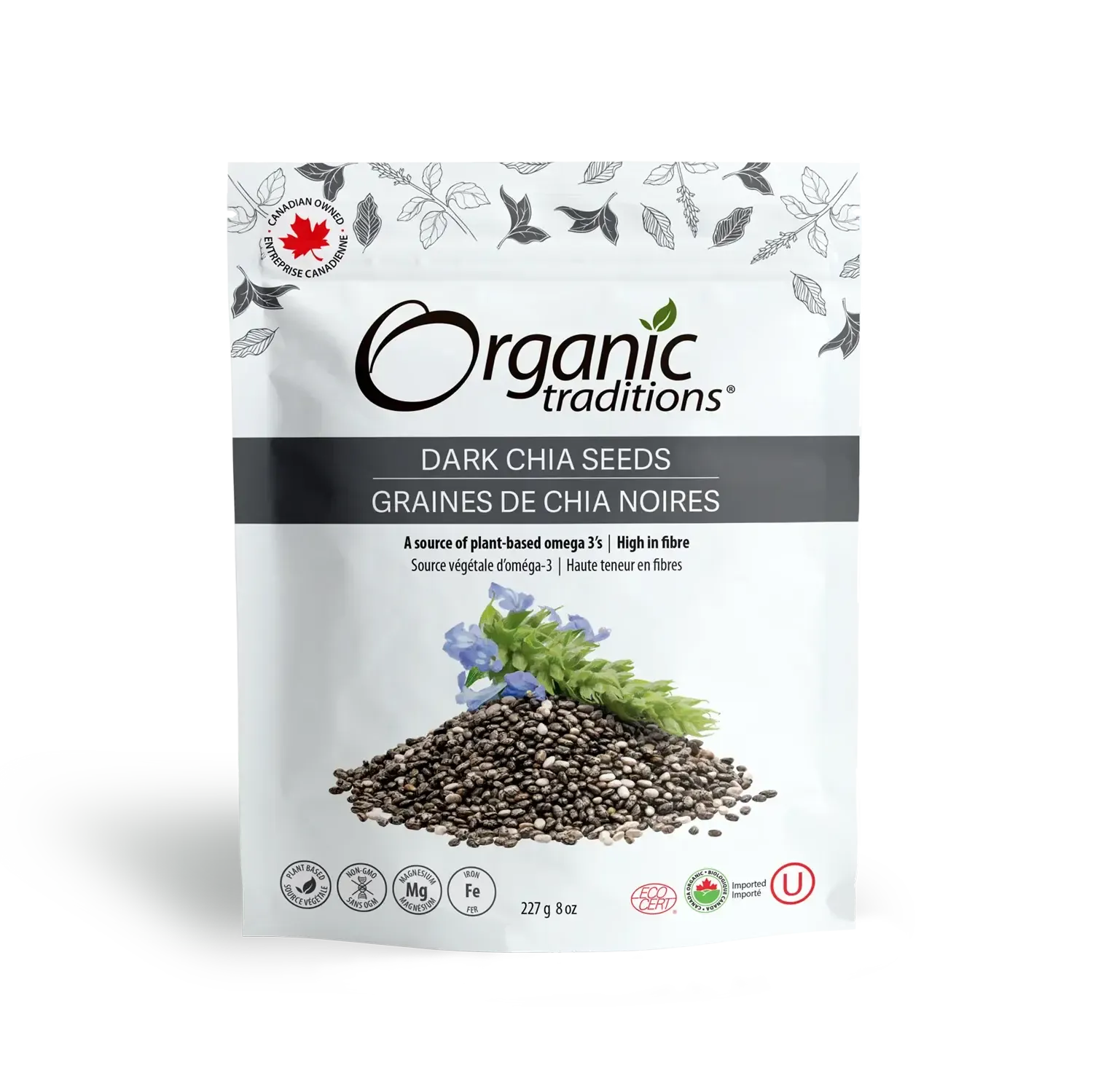 ORGANIC TRADITIONS CHIA SEEDS, DARK WHOLE 227G